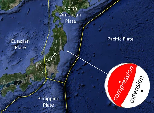 【图】日本大地震的震源机制解_沙滩球_断层
