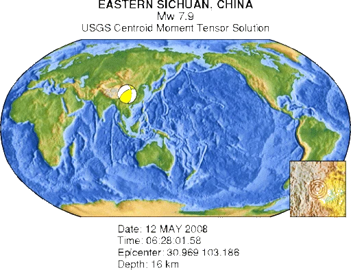 四川7.8级地震震中位置