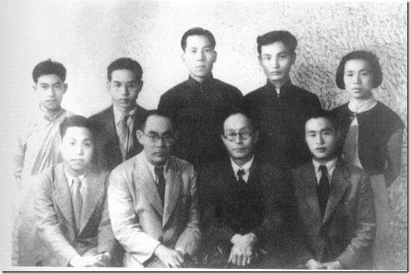 前排右起为宋叔和、袁复礼、张席提、苏良赫，后排右1为池际尚。 (1940)