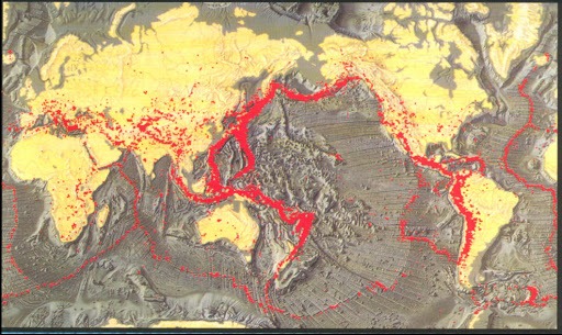 全球地震带分布（图片来源于美国地质调查局USGS）